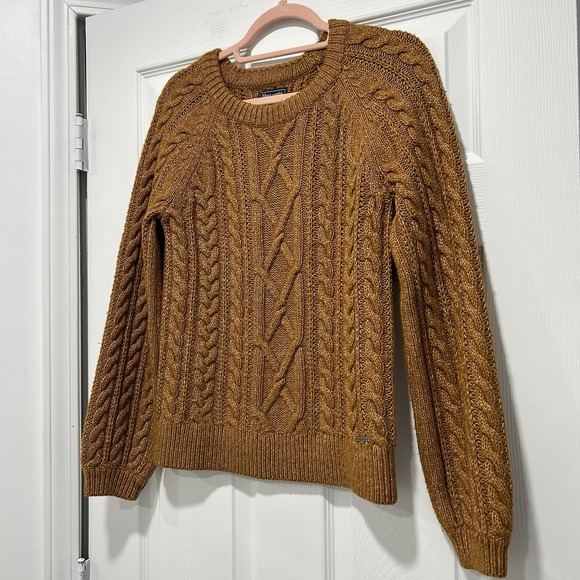 Abercrombie & Fitch Women's Medium Cotton blend cable‎ knit sweater Burnt Orange - Picture 2 of 8
